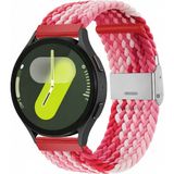 MMP Shop Samsung Galaxy Watch 4 5 6 7 Fe 40 44MM Classic 42 43 46 47MM Uyumlu 20MM Metal Klipsli Örgü Kordon - GLX Watch 4-5-6-7-Fe - Kırmızı - Beyaz