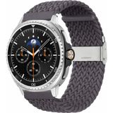 MMP Shop Samsung Galaxy Watch 8 40MM / 44MM / 46MM Classic Uyumlu Metal Clips Kumaş Örgü Akıllı Saat Kordon - Füme