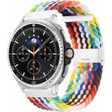 MMP Shop Samsung Galaxy Watch 8 40MM / 44MM / 46MM Classic Uyumlu Metal Clips Kumaş Örgü Akıllı Saat Kordon - Gökkuşağı