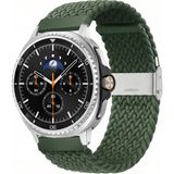 MMP Shop Samsung Galaxy Watch 8 40MM / 44MM / 46MM Classic Uyumlu Metal Clips Kumaş Örgü Akıllı Saat Kordon - Haki