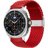 MMP Shop Samsung Galaxy Watch 8 40MM / 44MM / 46MM Classic Uyumlu Metal Clips Kumaş Örgü Akıllı Saat Kordon - Kırmızı