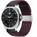 MMP Shop Samsung Galaxy Watch 8 40MM / 44MM / 46MM Classic Uyumlu Metal Clips Kumaş Örgü Akıllı Saat Kordon - Mürdüm