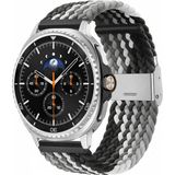 MMP Shop Samsung Galaxy Watch 8 40MM / 44MM / 46MM Classic Uyumlu Metal Clips Kumaş Örgü Akıllı Saat Kordon - Siyah - Beyaz