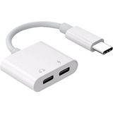 MMP Shop Type-C To Type-C Kulaklık Hızlı Şarj Çevirici Çoklayıcı Splitter Adaptör - Gri