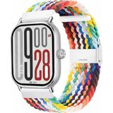 MMP Shop Xiami Redmi Watch 4 / 5 / 6 Uyumlu Metal Clips Kumaş Örgü Akıllı Saat Kordon - Gökkuşağı