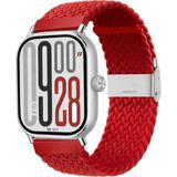 MMP Shop Xiami Redmi Watch 4 / 5 / 6 Uyumlu Metal Clips Kumaş Örgü Akıllı Saat Kordon - Kırmızı