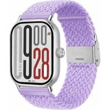 MMP Shop Xiami Redmi Watch 4 / 5 / 6 Uyumlu Metal Clips Kumaş Örgü Akıllı Saat Kordon - Lila