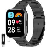 MMP Shop Xiaomi Redmi Watch 3 Active Uyumlu Ayarlabilir Paslanmaz Çelik Akıllı Saat Kordonu - Siyah