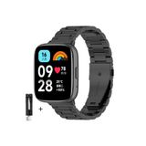 MMP SHOP Xiaomi Redmi Watch 3 Active Uyumlu Ayarlabilir Paslanmaz Çelik Akıllı Saat Kordonu