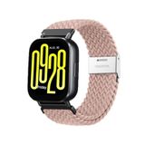 MMP SHOP Xiaomi Watch 5 Acitve / 5 Lite İle Uyumlu Metal Clips Kumaş Örgü Akıllı Saat Kordon Pembe