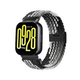 MMP SHOP Xiaomi Watch 5 Acitve / 5 Lite İle Uyumlu Metal Clips Kumaş Örgü Akıllı Saat Kordon Siyah Beyaz