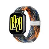 MMP SHOP Xiaomi Watch 5 Acitve / 5 Lite İle Uyumlu Metal Clips Kumaş Örgü Akıllı Saat Kordon Siyah Turuncu