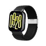 MMP SHOP Xiaomi Watch 5 Acitve / 5 Lite İle Uyumlu Metal Clips Kumaş Örgü Akıllı Saat Kordon Siyah