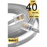 Mn202f Telefon Hat Kablosu 40 Metre/Bakır Tel-Diş Mekan/Kutu–Modem Dsl Adsl Vdsl Kablosu/4'Lü-Flat