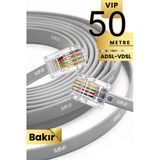 Mn202f Telefon Hat Kablosu 50 Metre/Bakır Tel-Diş Mekan/Kutu–Modem Dsl Adsl Vdsl Kablosu/4'Lü-Flat