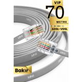 Mn202f Telefon Hat Kablosu 70 Metre/Bakır Tel-Diş Mekan/Kutu–Modem Dsl Adsl Vdsl Kablosu/4'Lü-Flat