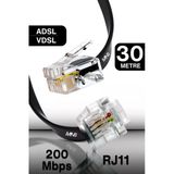 Mn207fs Telefon Hat Kablosu 30 Metre/2 Telli-Flat-Rj11 Kablo/Kutu–Modem Dsl Adsl Vdsl Kablosu