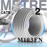 Mn6 M103FN Cat6 Ethernet Kablosu 2 Metre – 1000 Mbps, 0,57 mm İletken, RJ45, İç Mekan - Gri
