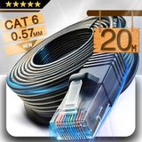 MN6 M107X CAT6 Dış Mekan Ethernet Kablosu 20 Metre, UV Korumalı RJ45 LAN Kablo, 23AWG 0.57mm, PE+PVC Çift Katmanlı Dış Kılıf - Siyah