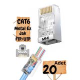 Mn6 M117Xf Cat6 Jack/20 Adet-Metal Ez/Yeni Nesil Rj45 Cat6-8P/8C Açık Uçlu/Cat6 Konnektör