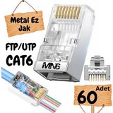MN6 M117XF Cat6 Jack/60 Adet-Metal Ez/yeni Nesil RJ45 Cat6-8p/8c Açık Uçlu/cat6 Konnektör - Gümüş