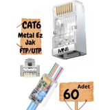 Mn6 M117Xf Cat6 Jack/60 Adet-Metal Ez/Yeni Nesil Rj45 Cat6-8P/8C Açık Uçlu/Cat6 Konnektör