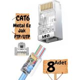 Mn6 M117XF Cat6 Jack/8 Adet-Metal Ez/yeni Nesil RJ45 Cat6-8p/8c Açık Uçlu/cat6 Konnektör - Gri - Metal