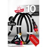 MN6 M129XF Rca kablosu/10 Metre-A+Kalite-3.5mm/Aux ses kablosu-2rca Ses kablosu-Ses Sistemi uyumlu
