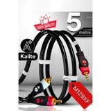 MN6 M129XF Rca kablosu/2 rca Ses kablosu-Ses Sistemi uyumlu/5 Metre-A+Kalite-3.5mm/Aux ses kablosu