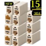 MN6 M14 15 Adet RJ45 Ethernet Kablo Birleştirici, Cat5/Cat5e/Cat6 Uyumlu Dişi Dişi LAN Kablo Uzatma Aparatı - Silver