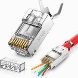 Mn6 MN119XF Cat7 Ftp Sftp Ez RJ45 Konnektör 20 Adet, Metal Gövdeli 8P8C Açık Uçlu Kalın Kablo Uyumlu Altın Kaplama Ethernet Ucu