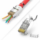 MN6 MN119XF Cat7 FTP SFTP EZ RJ45 Konnektör 4 Adet, Metal Gövdeli 8P8C Açık Uçlu, Kalın Kablo Uyumlu Altın Kaplama Ethernet Kablo Ucu