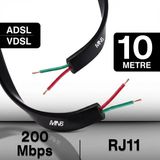 Mn6 MN207FS Telefon Hat Kablosu 10 Metre/2 TELLI-FLAT-RJ11 Kablo/kutu–modem Dsl Adsl Vdsl Kablosu - Siyah