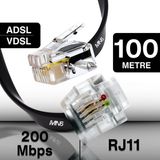 Mn6 MN207FS Telefon Hat Kablosu 100 Metre/2 TELLI-FLAT-RJ11 Kablo/kutu–modem Dsl Adsl Vdsl Kablosu - Siyah