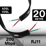 Mn6 MN207FS Telefon Hat Kablosu 20 Metre/2 TELLI-FLAT-RJ11 Kablo/kutu–modem Dsl Adsl Vdsl Kablosu - Siyah