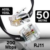 Mn6 MN207FS Telefon Hat Kablosu 50 Metre/2 TELLI-FLAT-RJ11 Kablo/kutu–modem Dsl Adsl Vdsl Kablosu - Siyah