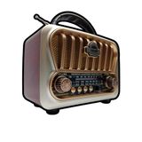 MN6 NS-09 Nostaljik Radyo - TWS Destekli, Bluetoothlu, Pilli, Ahşap - Tüm Bluetooth Cihazlarla Uyumlu - 18650 Li-pil, Antenli, FM Mini Radyo (Gümüş)