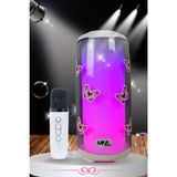 Mn6 Pluse 5 Mikrofonlu Ses Bombası/Yeni Versiyon Pembe Kelebek Tasarımlı/360°Ledli/Mikrofonlu Hoparlör
