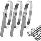MN6 Sscb-42 Metal Kelepçe|elektrik ve Ağ Kabloları UYUMLU-4.6X200MM-10 Adet-Paslanmaz Çelik Kablo Bağı - Gümüş