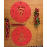 Mnara Çam Ağacı Desenli 2'li Amerikan Servis Supla Yılbaşı Özel Konsept 38mm - 38 x 38 cm - Kırmızı