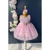 Mnk Baby Dantelli Kız Bebek Elbise PNPN152 - 6 Ay - Pembe