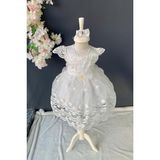 Mnk Baby Inci Taşlı Dantelli Kız Bebek Elbise PNPN153 - 6 Ay - Beyaz