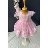 Mnk Baby Inci Taşlı Dantelli Kız Bebek Elbise PNPN153 - 6 Ay - Pembe