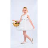 Mnk Baby & Kids Beyaz Tek Omuz Kız Çocuk Abiye MNK0599 Düğün ve Parti İçin Rahat Kullanım - 1 Yaş