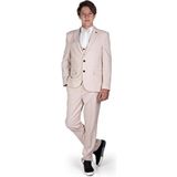 Mnk Baby & Kids Erkek Çocuk Takım Elbise MNK0544 Bej Slim Fit Kırlangıç Yaka Modeli - 14 Yaş