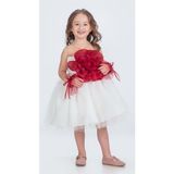 Mnk Baby & Kids Karolin Robası Çiçekli Bilekli Aksesuarlı Kız Çocuk Abiye Elbise M00724 - Beyaz - 6 Yaş