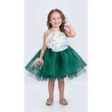 Mnk Baby & Kids Karolin Robası Çiçekli Bilekli Aksesuarlı Kız Çocuk Abiye Elbise M00724 - Yeşil - 4 Yaş