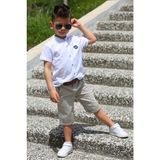 Mnk Baby & Kids Keten Gömlek Dokuma Pantolon Kemerli Erkek Çocuk Takım MNK4306 - 3 Yaş - Beyaz