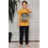 Mnk Baby & Kids Kısa Kol Tişört , Uzun Pantolon Baskılı Erkek Çocuk Pijama M00673 - 9 Yaş - Sarı