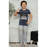 Mnk Baby & Kids Kısa Kol Tişört , Uzun Pantolon Erkek Çocuk Pijama M00672 - 6 Yaş - İndigo